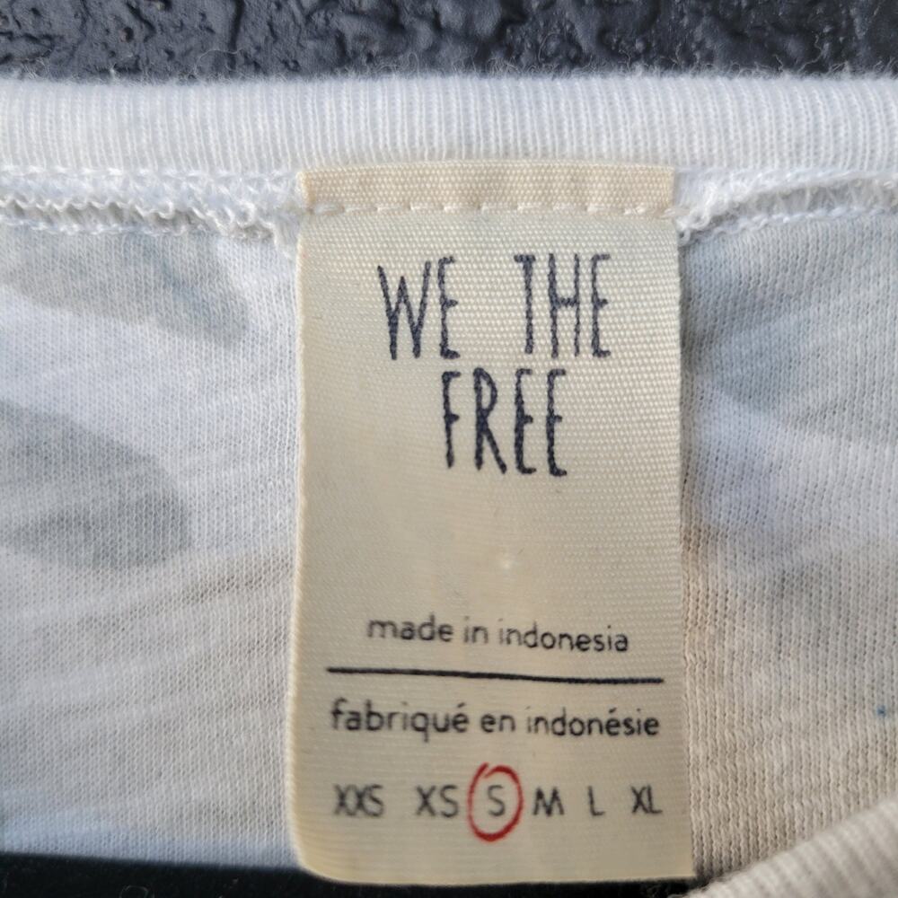 We The Free Free People White Camo Print Slub T Shirt Small Rolled Sleeve - Picture 2 of 5